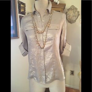 Calvin Klein Metallic gold roll up/long sleeve top